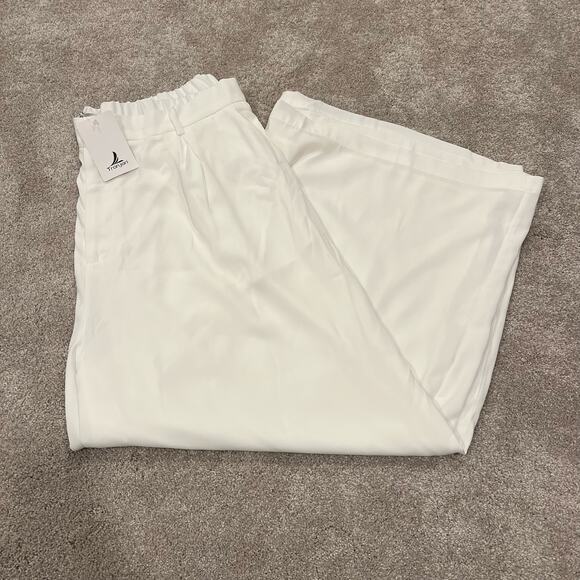 NWT Tronjori Women's White‎ Trouser Bright White Leg Pant Plus Size 1X - Picture 1 of 8